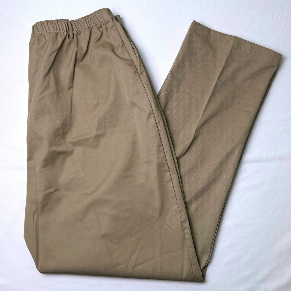 Lands' End Womens Elastic Back High Rise Chino Trousers Size 18T Khaki Tan Work